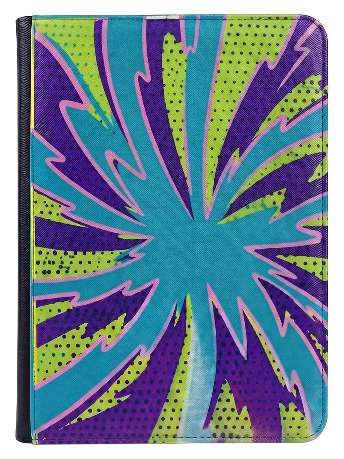 Svart UV-printad binder med grön blixteffekt