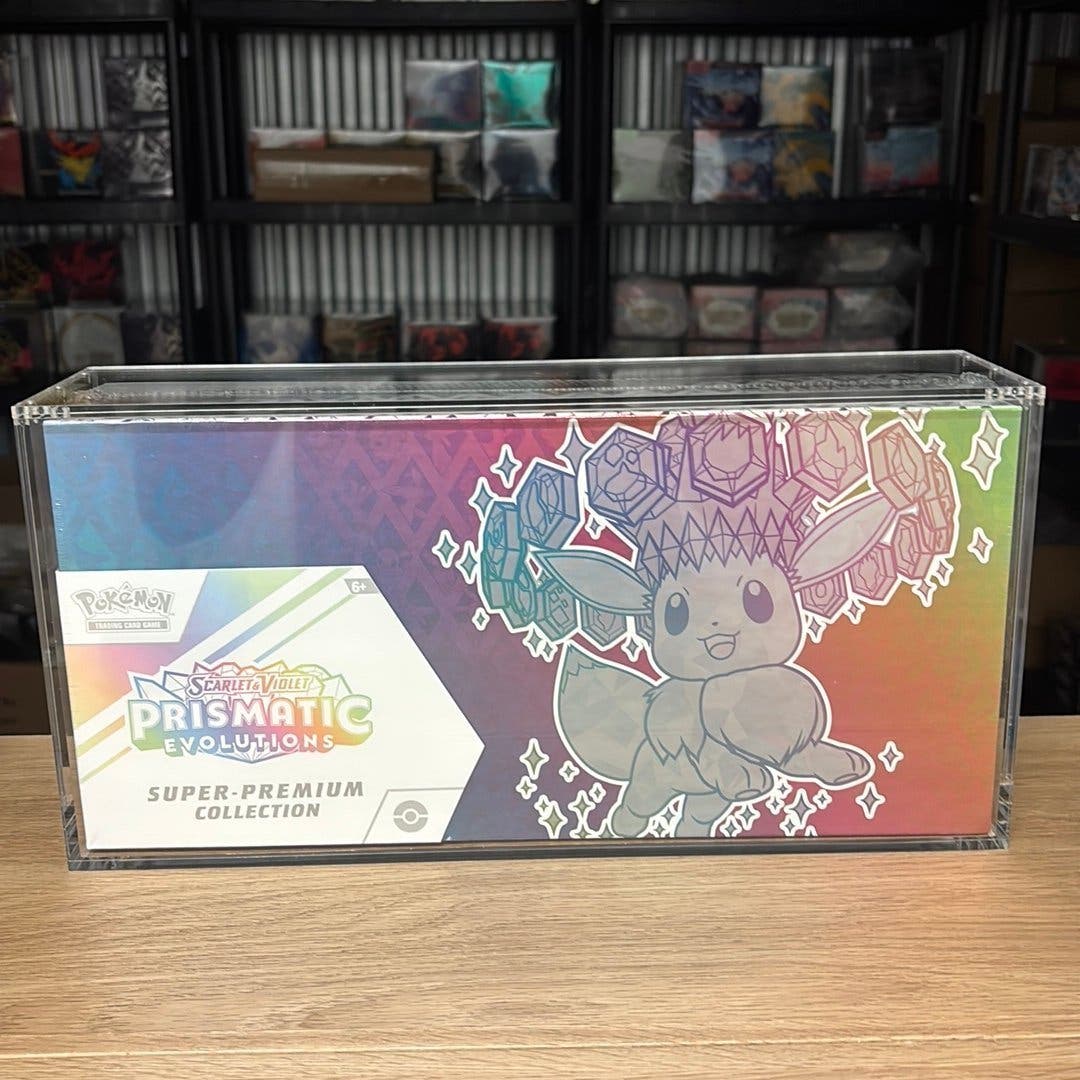 Pokémon Scarlet & Violet Prismatic Evolutions Super-Premium Collection med akrylskydd – bild 1