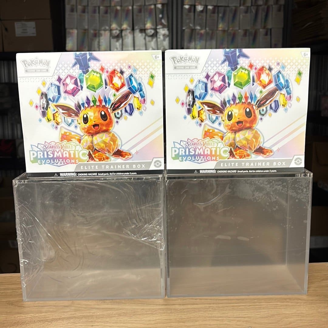 Pokémon Scarlet & Violet Prismatic Evolutions – 2 st Elite Trainer Box med akrylskydd – bild 1